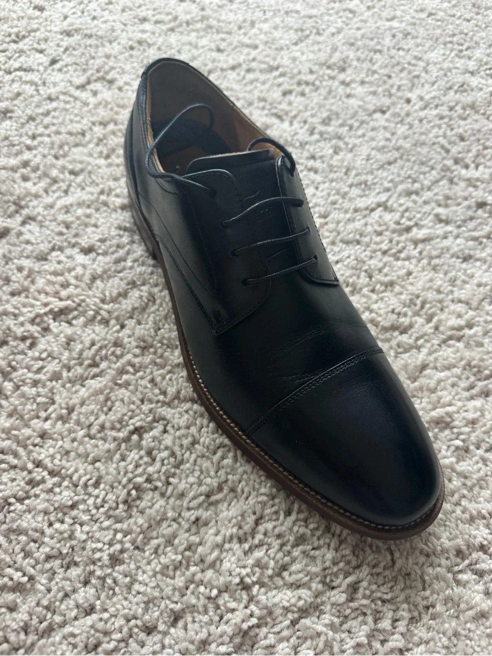 Florsheim Black Leather Cap-Toe Derby Dress Shoes
